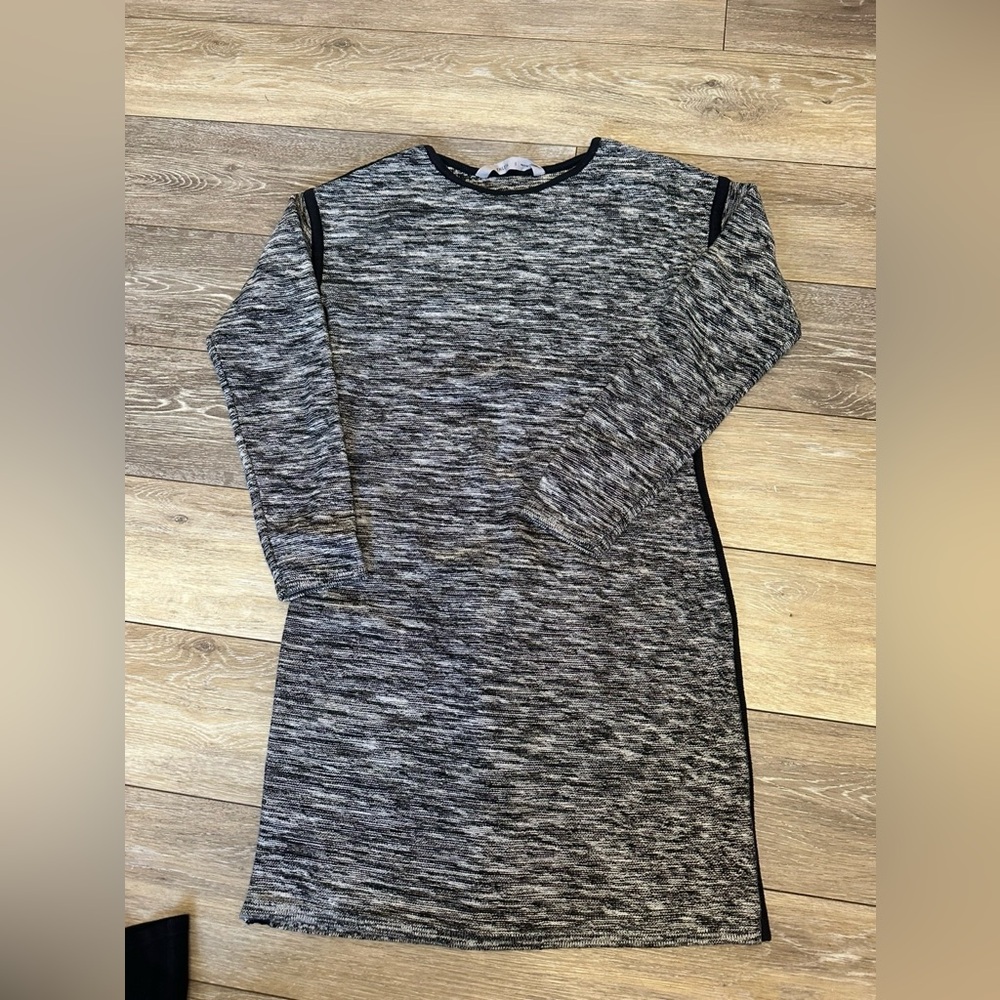 Athleta Retreat Knit long Sleeve Grey and Black Sweater Dress